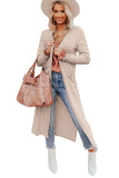 Apricot Open Front Pocketed Duster Cardigan with Slits