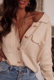Apricot Chest Pockets Button up Knitted Cardigan