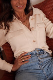Apricot Chest Pockets Button up Knitted Cardigan