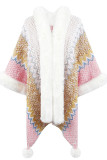 Ethic Knit With Fur Cape Sweater Cardigan
