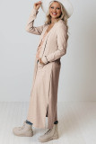 Apricot Open Front Pocketed Duster Cardigan with Slits
