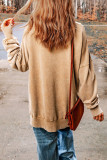 Khaki HOWDY FALL Pumpkin Print Split Pullover Sweatshirt