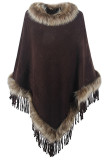 Plain Tassle Hem Fleece Cape