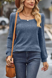 Square Neck Plain Ribbed Knitting Top