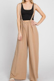 Plain Drawstring Back Tie Wide Leg Jumpsuit