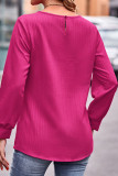 Jacquard Puff Sleeves Plain Top