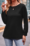 Jacquard Puff Sleeves Plain Top