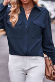 Button Up Pockets Plain Shirt