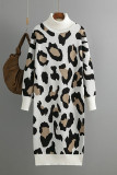 Turtleneck Leopard Knitting Sweater Dress