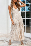 Full Lace V Neck Flutter Sleeves Flare Wide Leg Jumpsuit