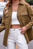 Button Up Pockets Plain Shirt