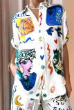 Gypsy Print Open Button Blouse With Pants 2pcs Set
