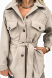 Plain Button Up Pockets Jacket Coat