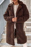 Plain Open Button Fluffy Long Length Jacket
