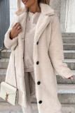 Plain Open Button Fluffy Long Length Jacket