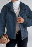 Plain Turn Down Collar Fluffy Shacket