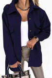 Plain Button Up Pockets Jacket Coat