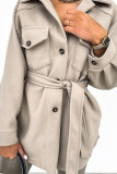 Plain Button Up Pockets Jacket Coat