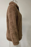 Plain Zipper Fluffy Jacket