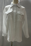 Irregular Hem Button Up Plain Shirt