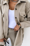 Plain Button Up Pockets Jacket Coat
