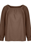 Plain Square Neck Waffle Knit Long Sleeves Top