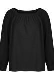Plain Square Neck Waffle Knit Long Sleeves Top