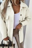 Plain Button Up Pockets Jacket Coat