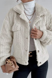 Plain Turn Down Collar Fluffy Shacket