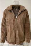 Plain Zipper Fluffy Jacket