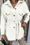 Plain Button Up Pockets Jacket Coat