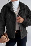 Plain Turn Down Collar Fluffy Shacket