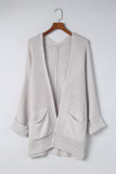 Khaki Oversized Fold Over Sleeve Sweater Cardigan