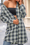 Plaid Open Button Long Length Blouse Shirt