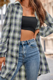Plaid Open Button Long Length Blouse Shirt