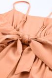 Orange Spaghetti Straps Backless Knot Wide-Leg Jumpsuit