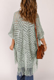 Gray Loose Knitwear Kimono with Slits