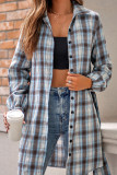 Plaid Open Button Long Length Blouse Shirt