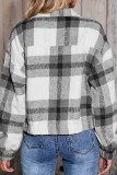 Turn Down Collar Plaid Zipper Short Length Jacket