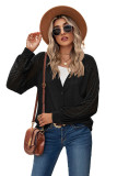 Black Waffled Knit Lace Long Sleeve Buttoned Cardigan