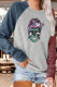 Halloween Skull MAMA Color Block Sleeves Plus Size Top