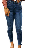 Blue Seamed High Waist Skinny Fit Jeans