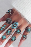 Turquoise Alloy Rings Set