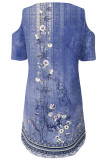 V Neck Lace Edge Cold Shoulder Floral Mini Dress