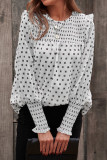 Spot Print Smocked Ruffles Blouse