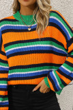 Colorful Rainbow Stripes Knitting Sweater