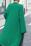 Plain Pockets Knitting Front Open Cardigan