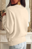 Apricot Lace Trim Ribbed Round Neck Button Up Cardigan