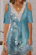 V Neck Lace Edge Cold Shoulder Floral Mini Dress