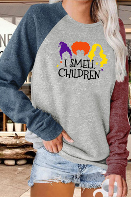 I Smell Children Color Block Sleeves Plus Size Top